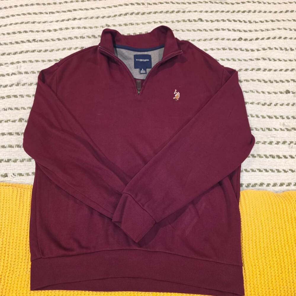 US Polo Men's 1/4 Zip Pullover Sweater Embroidered Pony Logo SzL Preppy Classic